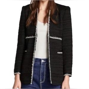 ZARA Popular Black Textured Tweed Classic‎ Blazer Women’s